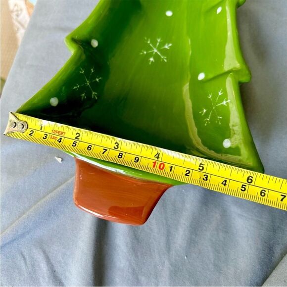 Green Festive Ceramic Christmas Tree Kitchen Table Dish Decorative Accent Art - Picture 7 of 7